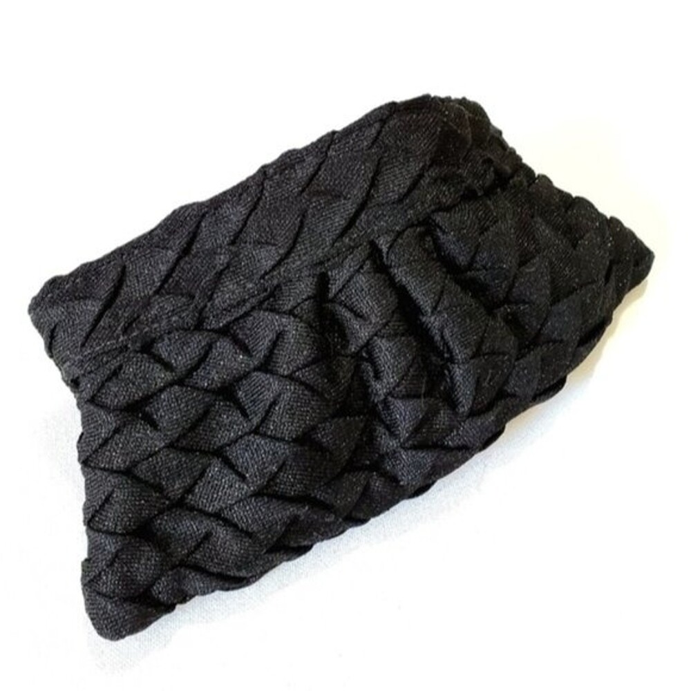 Lauren Merkin baguette clutch black metallic shimmer woven fabric Louise
